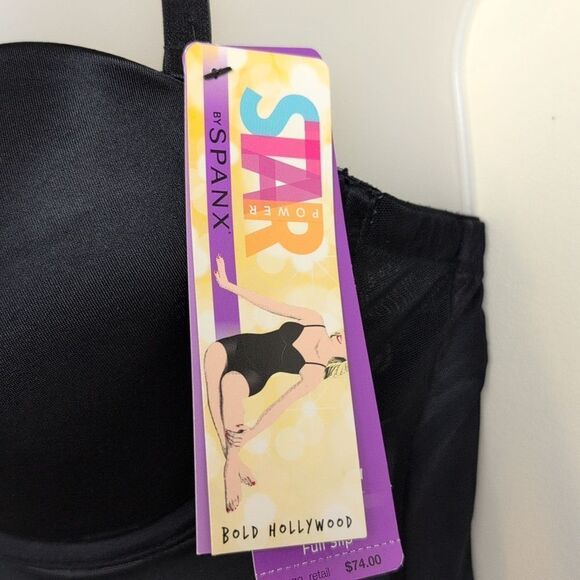 Spanx Star Power Bold Hollywood Black Tie Super Slimming Full Slip Size 34C - Picture 8 of 11